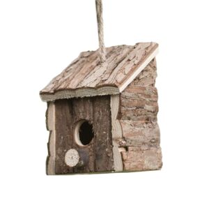 garden mile Natural Bird Box Houses Hotel - Traditional Wooden Bird Hut Hanging Wild Bird House Bird Nesting Boxes for Garden Log Cabin Outdoor
