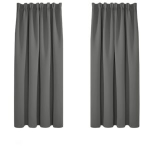 Deconovo Grey Blackout Curtains Thermal Curtains Super Soft Pencil Pleat Blackout Curtains Bedroom 46 x 54 Drop Inch Light Grey Two Panels