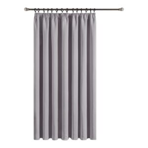 Topfinel Grey Pencil Pleat Blackout Curtains 90 Drop for Bedroom 1 Panel Thermal Curtains for Living room Soundproof Short Curtains for Boys Bedroom 90x90 Inches(1 x W228 x L228 CM