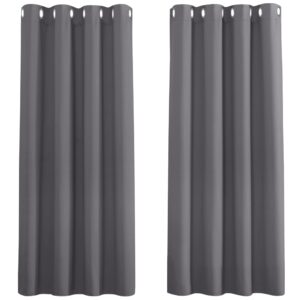 PONY DANCE Grey Blackout Curtains - Super Soft Curtains for Bedroom Eyelet Curtains 46 x 54-inch Drop Noise Reduce Curtains for Living Room/Home Office