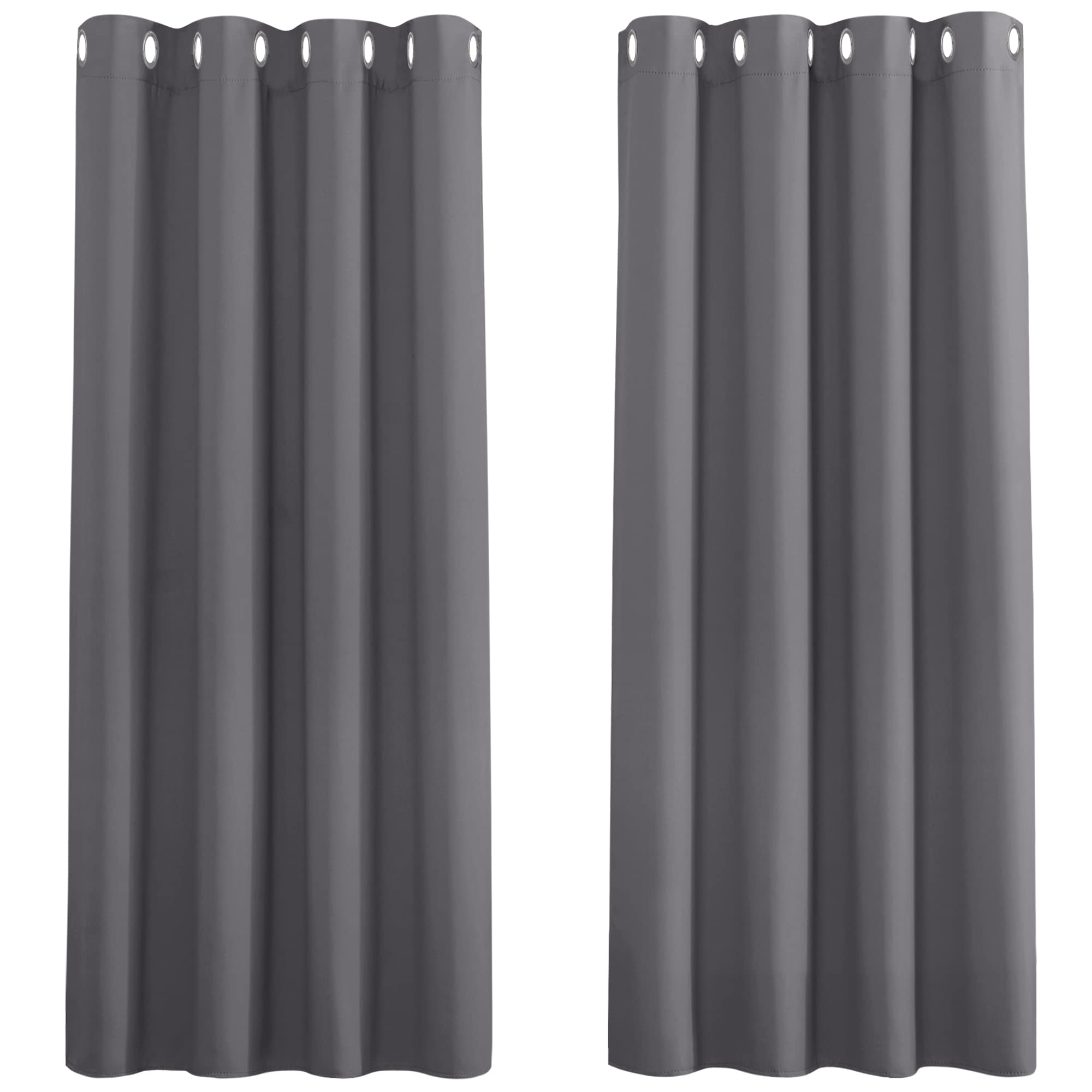 PONY DANCE Grey Blackout Curtains - Super Soft Curtains for Bedroom Eyelet Curtains 46 x 54-inch Drop Noise Reduce Curtains for Living Room/Home Office