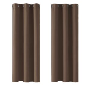 Deconovo Window Treatments Thermal Insulated Eyelet Curtains Blackout Curtains for Bedroom Brown 42 x 54 Inch 2 Panels
