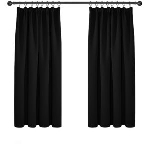 Deconovo Super Soft Curtains Thermal Insulated Pencil Pleat Blackout Curtains for Livingroom 46 x 54 Black Two Panels