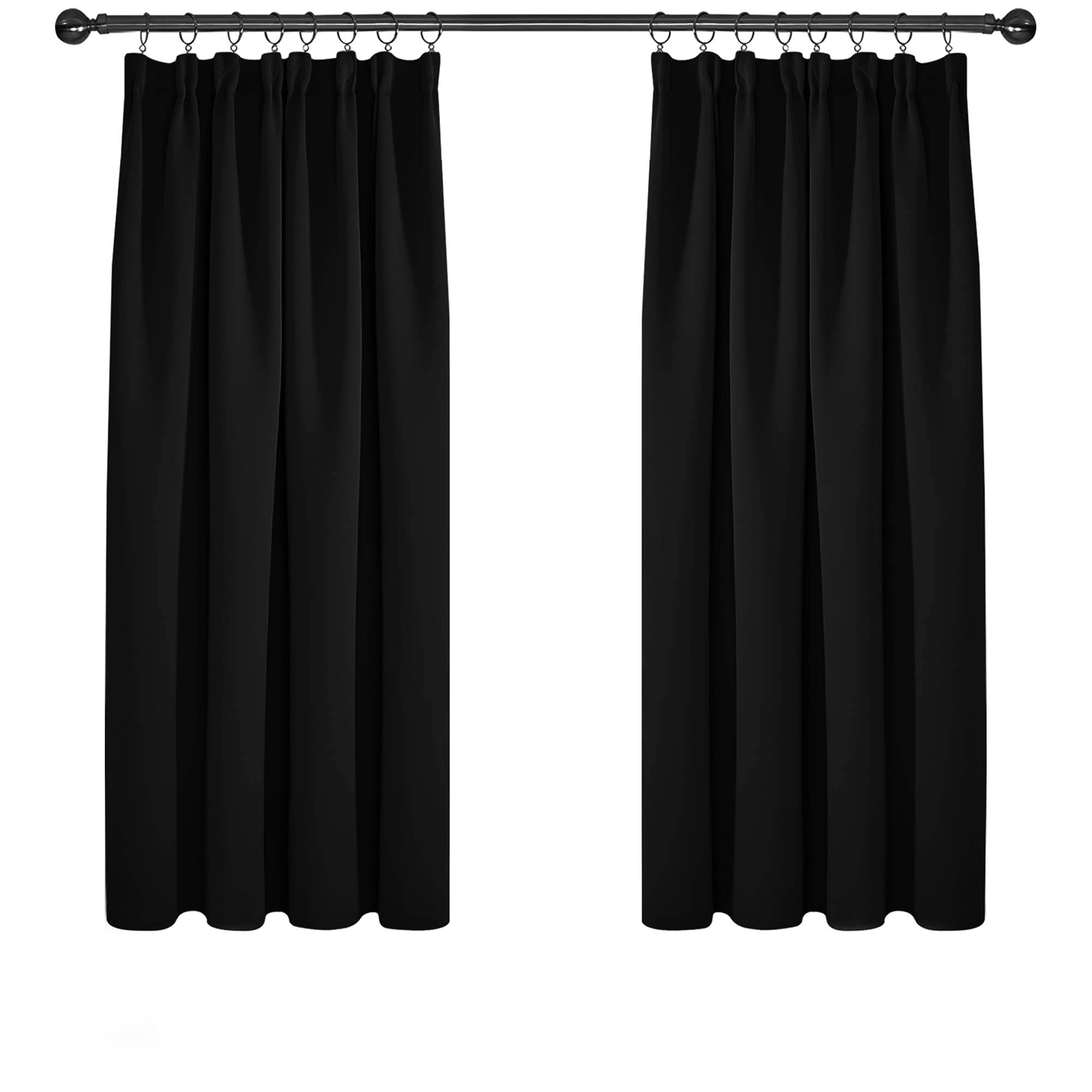 Deconovo Super Soft Curtains Thermal Insulated Pencil Pleat Blackout Curtains for Livingroom 46 x 54 Black Two Panels