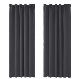 Amazon Brand – Umi Blackout Curtains Super Soft Pencil Pleat Bedroom Curtains Thermal Insulated Energy Saving Rod Pocket Curtains Kids Curtains for Door 46 x 90 Inch Dark Grey 2 Panels