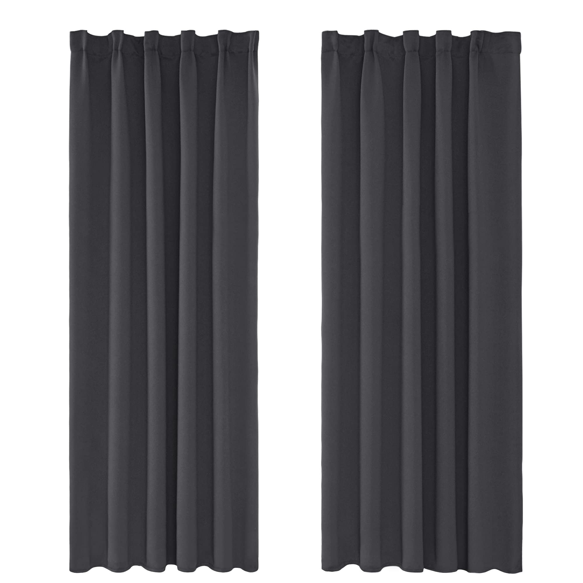 Amazon Brand – Umi Blackout Curtains Super Soft Pencil Pleat Bedroom Curtains Thermal Insulated Energy Saving Rod Pocket Curtains Kids Curtains for Door 46 x 90 Inch Dark Grey 2 Panels