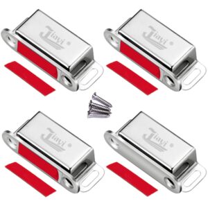 Magnetic Door Catch Jiayi 4 Pack Cupboard Door Magnets Stainless Steel Drawer Magnet Small Cabinet Door Magnetic Catches and Latches for Kitchen Wardrobe Magnets Door Closers Magnet Closure
