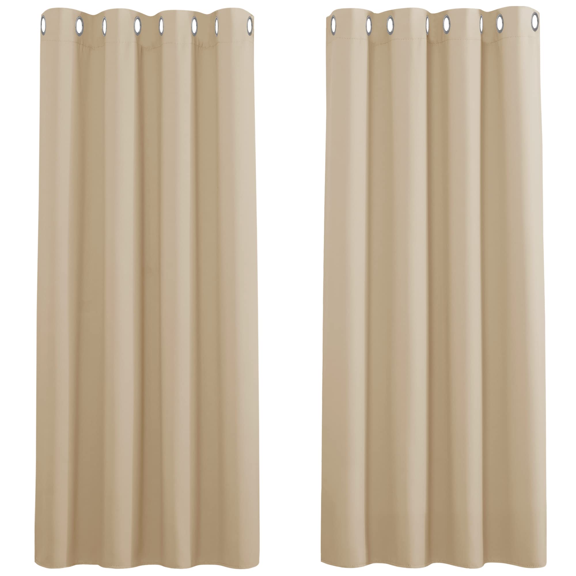 PONY DANCE Beige Thermal Curtains - Eyelet Short Cream Curtains Room Darkening & Noise Reducing Curtain Panels for Kitchen Bedroom