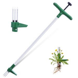 Ohuhu Weed Puller Stand Up Weeder Hand Tool with 3 Claws and Foot Pedal