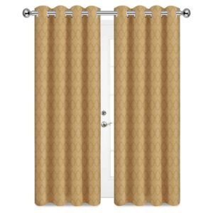 Oxford Homeware Eyelet Curtains for Living Room Bedroom 54 inch Drop Beige Curtains Thermal Embossed 260 GSM Blackout Ring Top Curtain 2 Panels with Matching Tie Backs (46x54)