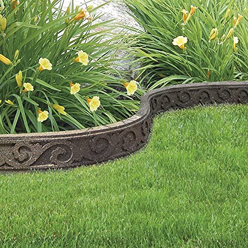 Garden Gear Garden Border Edging Flexible Curve Eco Friendly Scroll Effect Recycled Rubber Tyre Lawn & Patio 1 X 120cm (Earth)