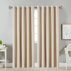 AMEHA Blackout Curtains Eyelet Cream Curtains for Bedroom - Thermal Insulated Window Treatments Black Out Living Room Curtain with Matching Tie Backs Two Panels 66 x72 Inch Drop