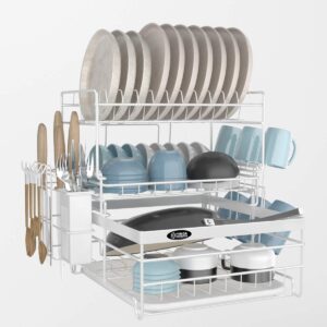 YINGAVERSAI Dish Drainer Rack Stainless Steel with Drip Tray