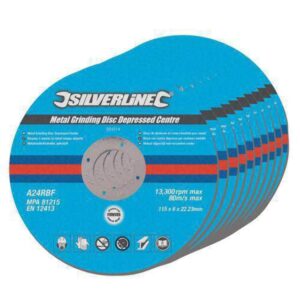 Silverline 224514 Metal Grinding Discs Depressed Centre 10pk 115 x 6 x 22.23 mm