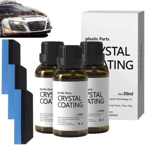Fanomini 3Pack Car Plastic Coating Agent 30ML High Protection Plastic Parts Refurbish Agent Set with Waxing Sponge Quick Plastic Parts Crystal Coating Long Lasting for Car Care