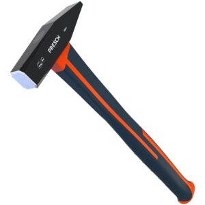 Presch Machinist Hammer Fibreglass 500g Steel Head - Small Hammer - Rubber Grip/Fibre Handle - Engineers Hamme
