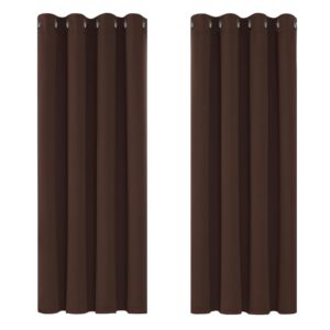 Deconovo Curtains Blackout Thermal Insulated Eyelet Blackout Curtains for Living Room 46 x 54 Inch Drop Chocolate 1 Pai