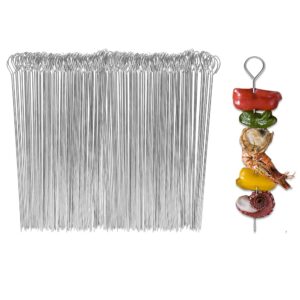 BBQ Metal Skewers Stainless Steel 100 PCS 7.87"/20cm Food-Grade Kebab Skewers Turkey Lacers QQ CAT Reusable Skewers for Air Fryer