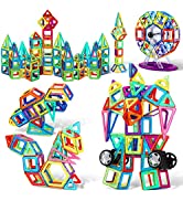 COOLJOY Magnetic Building Blocks, 100+PCS Magnetics Construction Block Games with Ferris Wheels, ...