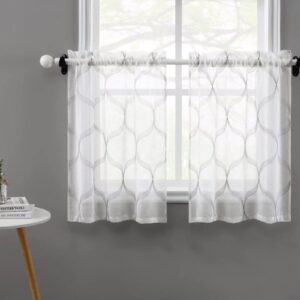 CAROMIO Voile Geometric Embroidered Semi Sheer Curtain