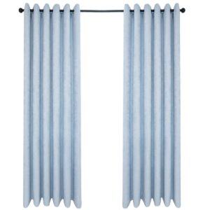 QINUO HOME Light Blue Curtains 66 x 72 Drop - Modern Eyelet Top Faux Linen Curtains for Bedroom/Living Room