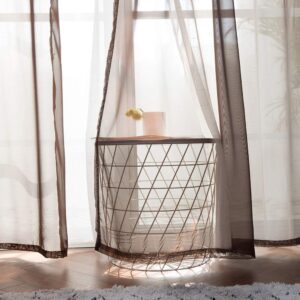 MIULEE 2 Panels Solid Color Sheer Window Curtains Smooth Elegant Window Voile Panels/Drapes/Treatment for Bedroom Living Room 55"Wx63"L Coffee
