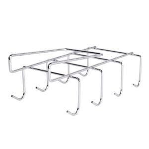 Under Shelf Cabinet Mug Rack | Cupboard Storage Saver & Holder | Chrome Rack with Hanging Hooks for Mugs | Kitchen Drinkware Organiser | M&W (Small)