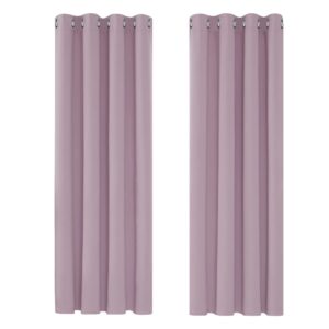 Deconovo Curtains Thermal Insulated Eyelet Curtains Blackout Curtains Energy Saving Curtains for Living Room Pink Lavender W55 x L82 One Pai