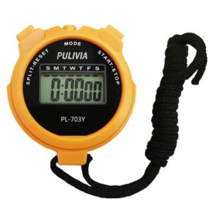 PULIVIA Sports Stopwatch Timer Lap Split Digital Stopwatch with Clock Calendar Alarm
