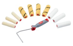 ProDec 11 piece Assorted 4 inch Mini Paint Rollers and Frame for a Smooth Finish with Emulsion