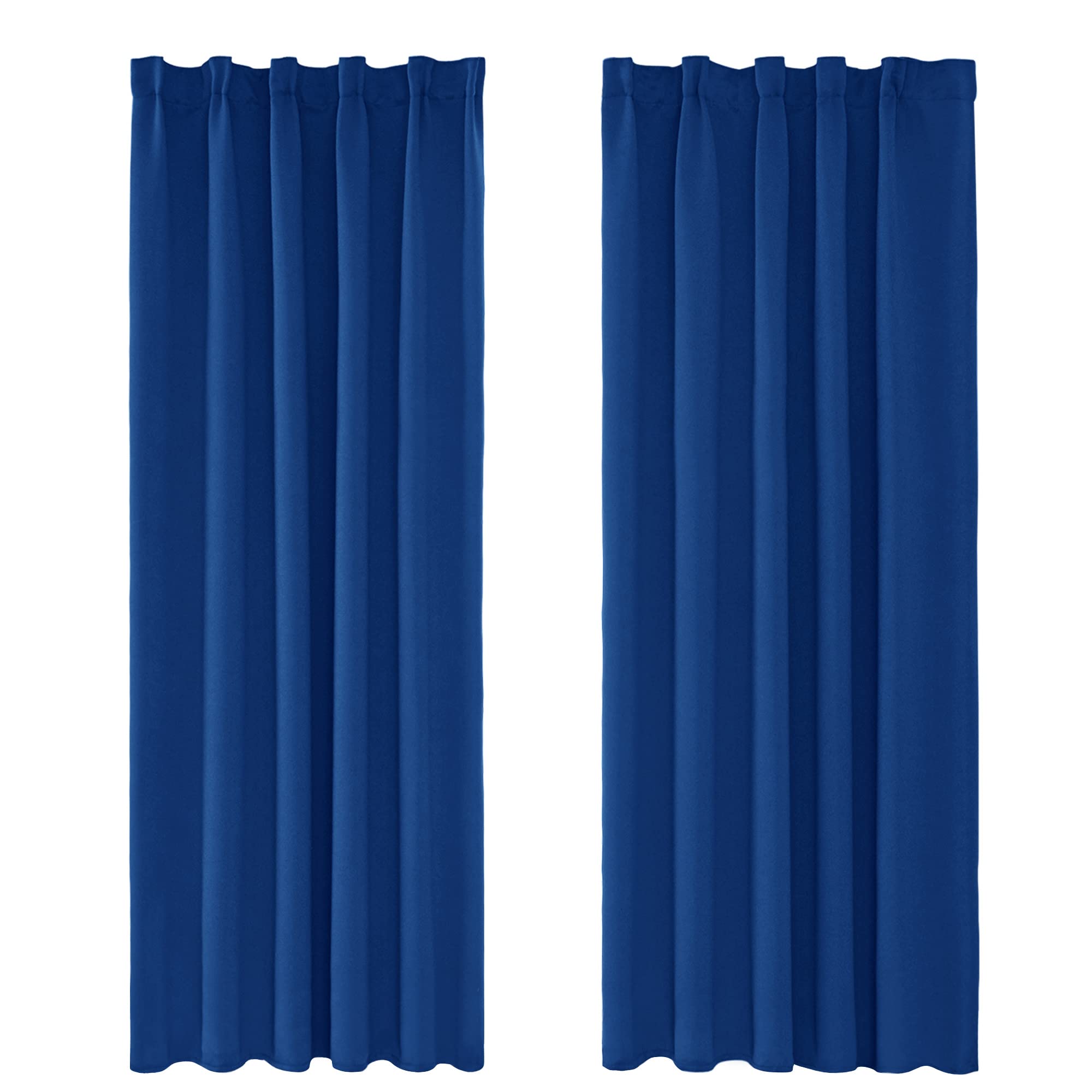 Amazon Brand – Umi Thermal Insulated Blackout Curtains Energy Saving Curtains Pencil Pleat Window Treatment Noise Reducing Blackout Curtains for Bedroom 46 x 90 Inch Blue 2 Panels