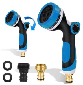 Hose Pipe Spray Gun Garden - Watering Hose Spray Gun 10 Adjustable Patterns Hose Pipe Spray Gun High Pressure Spray Nozzles Perfect for Watering Plants Car Washing Shower Pets Cleaning (Blue 2)