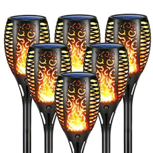 Geemoo 6 Pack Big Solar Flickering Dancing Flame Lights Waterproof Solar Torch Lights for Outdoor Garden Patio Pathway Yard Driveway Decorative