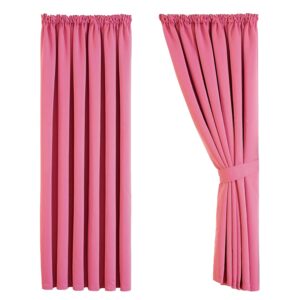 Aspire Homeware Blackout Curtains Pencil Pleat Pink Curtains for Bedroom 66x72 inch Super Soft Thermal Insulated Living Room Window Curtain Drapes Pair Panel + Tiebacks