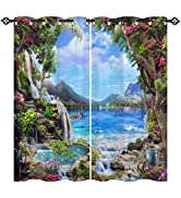 ANHOPE Woodland Animal Curtains Eyelet 80% Blackout Room Darkening Curtains with Safari Bear Fox ...