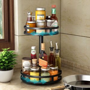 YunNasi Lazy Susan Cupboard Organiser Condiments Organiser Rotating Spice Racks Free Standing Turntable Oil Rack (Round