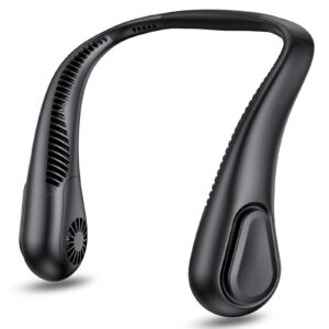 Bladeless Neck Fan Portable Personal Fan 5000mAh Battery Operated Wearable Cooling Fan- Max 21H Working Time 4 Speed USB C Rechargeable- for Outdoor Traveling Patio Garden Work Home Kitchen(Black)