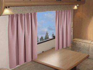 Olivia Rocco Tape Top Plain Woven Blackout Curtains For Caravans Motorhome Campervan Pelmet Pencil Pleat Panels Plain Fabric (Blush Pink