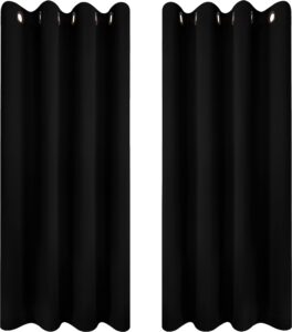 Utopia Bedding Blackout Curtains Grommet Thermal 2 Panels Drapes [Black