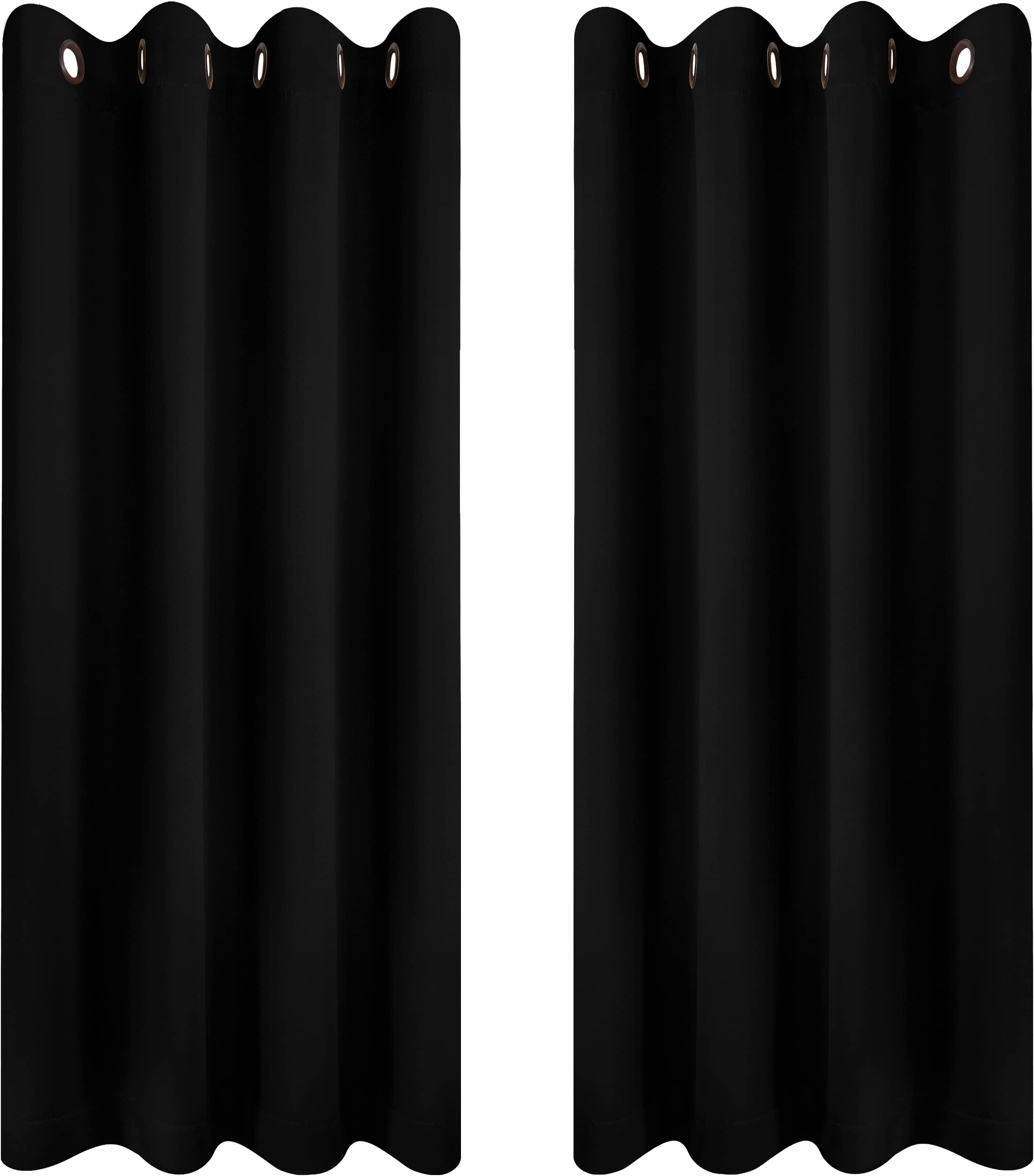 Utopia Bedding Blackout Curtains Grommet Thermal 2 Panels Drapes [Black