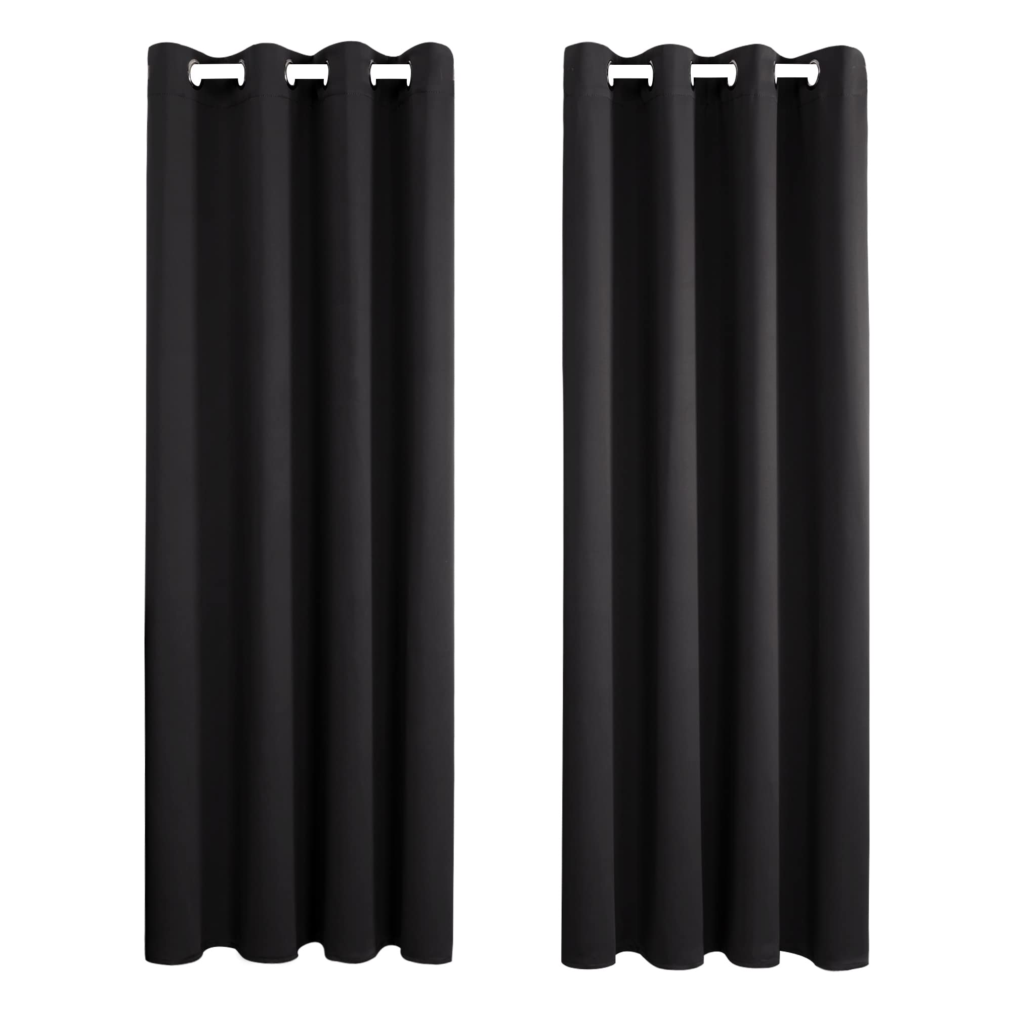 Amazon Brand - Umi Black Curtains Blackout Soft Thermal Insulated Decorative Nursery Curtains Eyelet Blackout Curtains for Bedroom 46 x 54 Inch Black 2 Panels