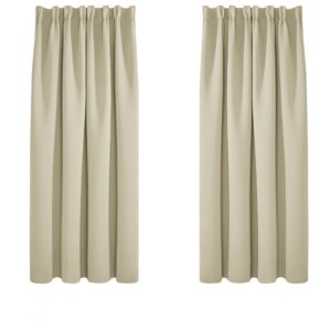 Deconovo Super Soft Curtains Thermal Insulated Pencil Pleat Blackout Curtains for Livingroom 46 x 54 Beige Two Panels