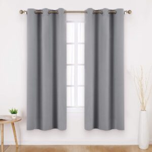 HOMEIDEAS Light Grey Blackout Curtains 2 Panels 46 X 72 Inch Drop Room Darkening Eyelet Curtains for Bedroom Living Room