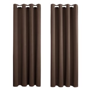 Amazon Brand - Umi Window Treatment Thermal Insulated Solid Energy Smart Bedroom Curtains Ring Top Blackout Panels for Livingroom 46 x 54 Inch Brown 2 Panels