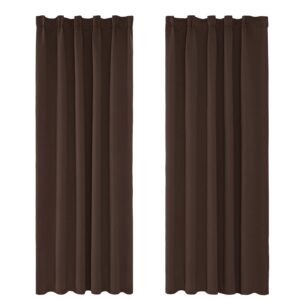 Amazon Brand – Umi Pencil Pleat Solid Thermal Insulated Energy Saving Blackout Curtains 66 x 54 Inch Brown 2 Panels
