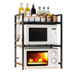 Redwestmelon Kitchen Microwave Oven Rack Rice Cooker Storage Organiser Shelf Freestanding Countertop Oven Rack Adjustable Baker's Rack Expandable Spice Rack Holde