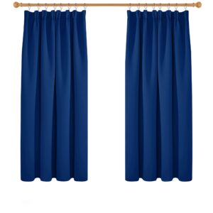 Deconovo Super Soft Curtains Thermal Insulated Pencil Pleat blackout Curtains for Livingroom 46 x 54 Blue Two Panels