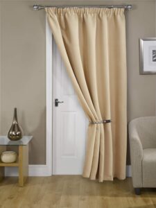 Emma Barclay Cali Pencil Pleat - Woven Thermal Blackout Pencil Pleat Door Curtain in Beige - Width 46" x 84"Drop (116x213cm)