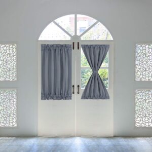 PiccoCasa Blackout French Door Curtain Panel - Blackout Door Curtain 25x40 Inches Solid Drapery with Tiebacks - 1 Panel