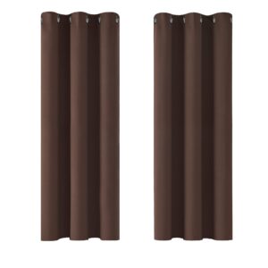 Deconovo Eyelet Blackout Curtains Thermal Insulated Curtains for Kitchen Chocolate 42 x 54 Inch 2 Panels